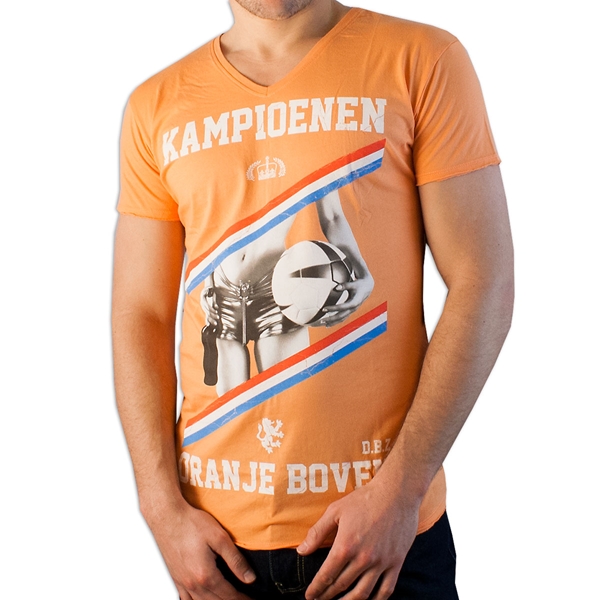 Picture of Death by Zero - Kampioenen V-neck T-shirt - Orange