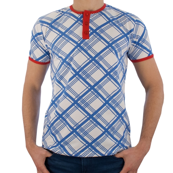 Picture of Madcap England - Jet Grandad T-Shirt - White/ Blue/ Red