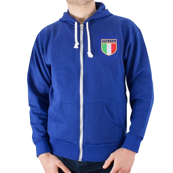 Picture of TOFFS - Italy 1975 Retro Rugby Zipped Hoodie - Royal Blue