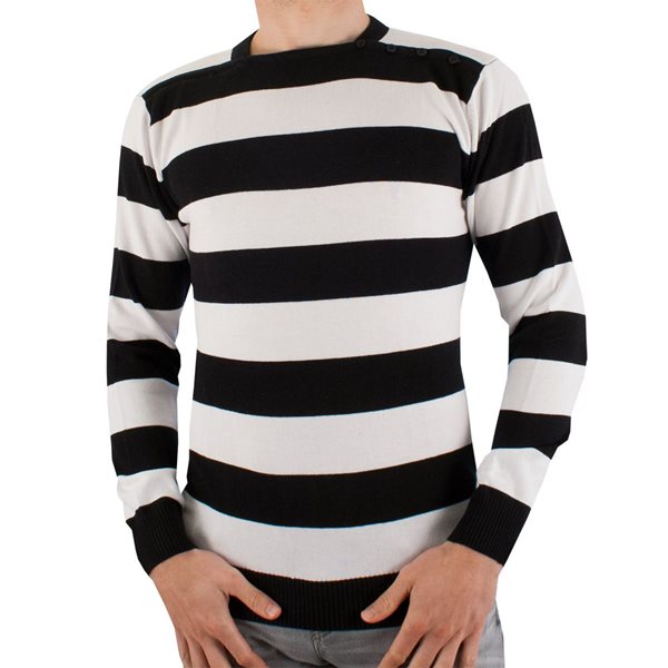 Picture of Madcap England - Jones Stripe Jumper 60's Cycling Top - Black/ White