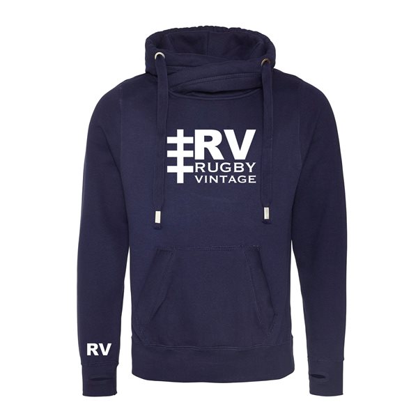 Picture of Rugby Vintage - Brand Logo Cross Neck Hoodie - Navy