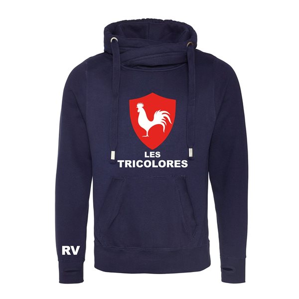Picture of Rugby Vintage - France Cross Neck Hoodie - Navy