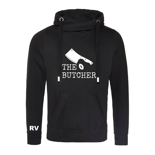 Picture of Rugby Vintage - THE BUTCHER Cross Neck Hoodie - Black