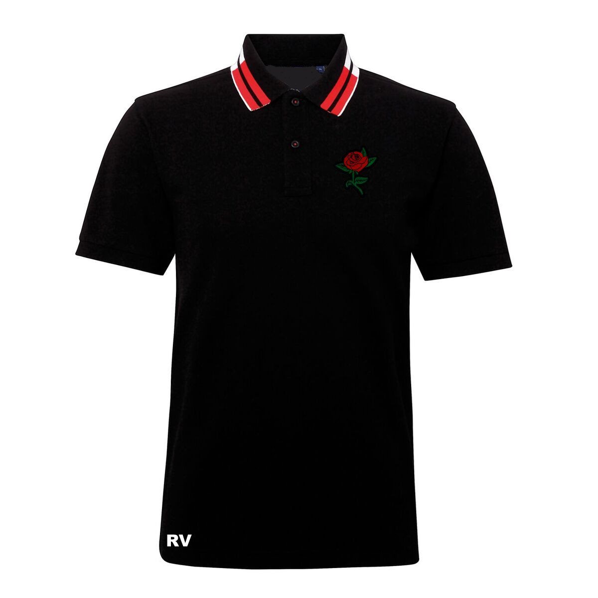 Rugby Vintage - England's Rose Twin Tipped Polo Shirt - Black/Red/White ...