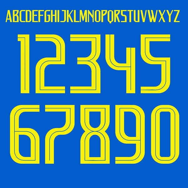 Picture of Brazil World Cup 2018 Style Letters & Numbers (Away)