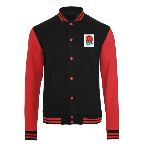 Picture of Rugby Vintage - England Sweat College Jacket - Black/ Red