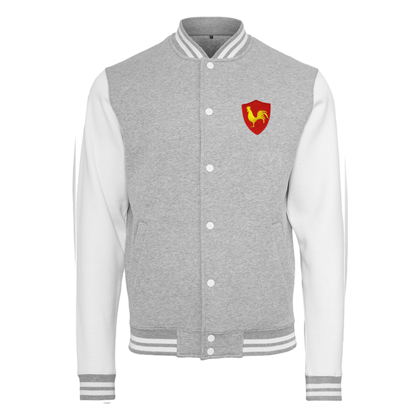 Picture of Rugby Vintage - France Sweat College Jacket - Grey/ White