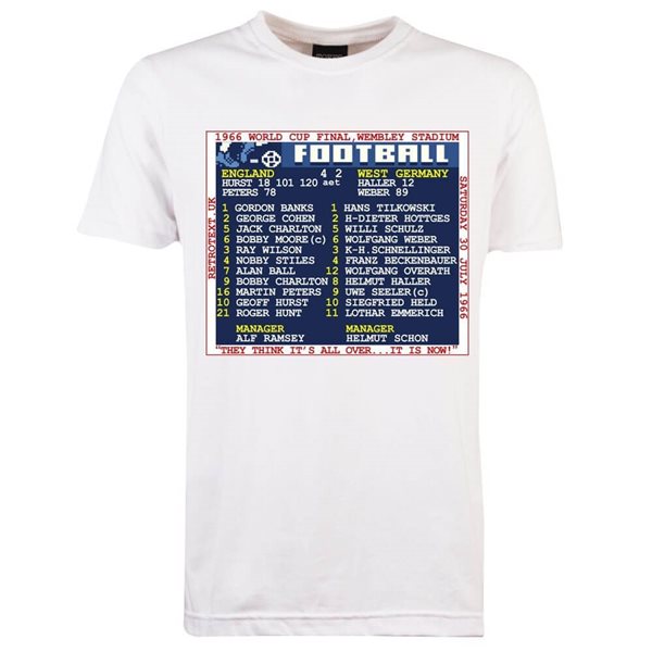 Picture of TOFFS - World Cup Final 1966 (England) Retrotext T-Shirt - White