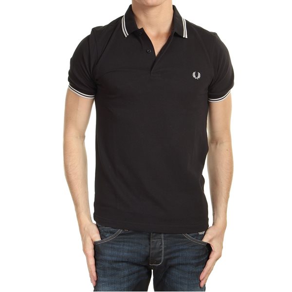 Picture of Fred Perry - Twin Tipped Polo - Black/ Porcelain/Porcelain