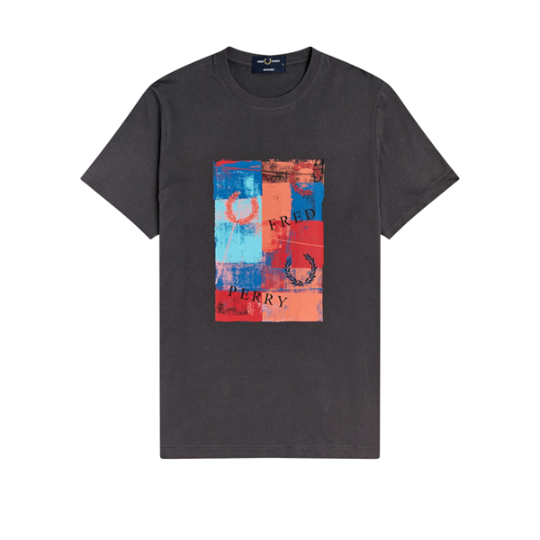 Fred Perry - Abstract Print T-Shirt - Gunmetal