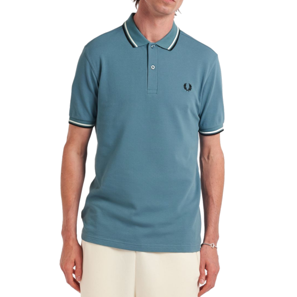 Fred Perry - Twin Tipped Polo Shirt - Ash Blue/ Snow White/ Black