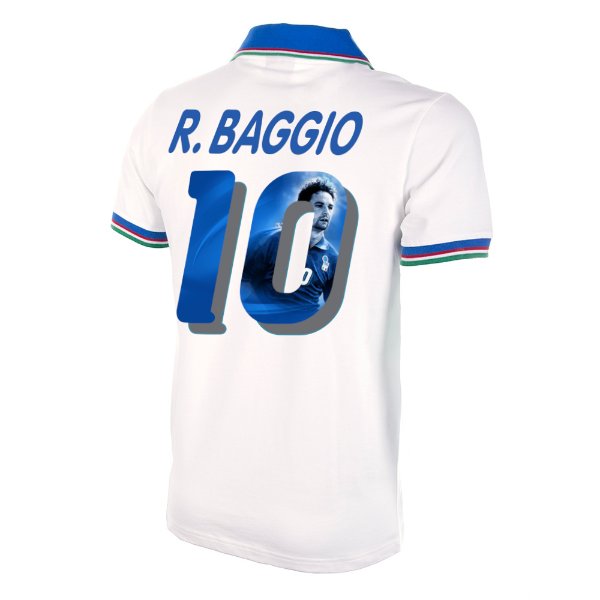 Italy Away Retro Football Shirt WC 1982 + R. Baggio 10 (Photo Style)