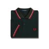 Fred Perry - Twin Tipped Polo Shirt - Night Green/ Bright Pink/ Washed Red