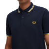 Fred Perry - Twin Tipped Polo Shirt - Navy/ Ecru/ Golden Hour