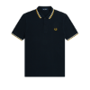 Fred Perry - Twin Tipped Polo Shirt - Navy/ Ecru/ Golden Hour