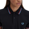 Fred Perry - Twin Tipped Polo Shirt - Black/ Washed Red/ Soft Blue
