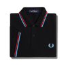 Fred Perry - Twin Tipped Polo Shirt - Black/ Washed Red/ Soft Blue