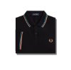 Fred Perry - Twin Tipped Polo - Black/ Cyber Blue/ Light Rust