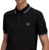 Fred Perry - Twin Tipped Polo - Black/ Cyber Blue/ Light Rust