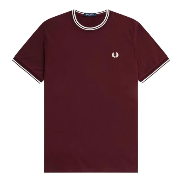 Picture of Fred Perry - Twin Tipped T-Shirt - Oxblood/ Ecru